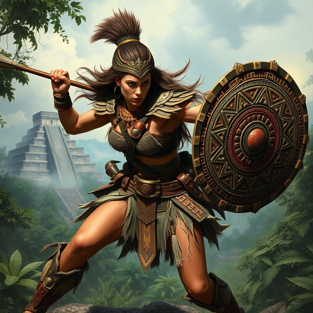 Mayan Warrior in Jungle Combat