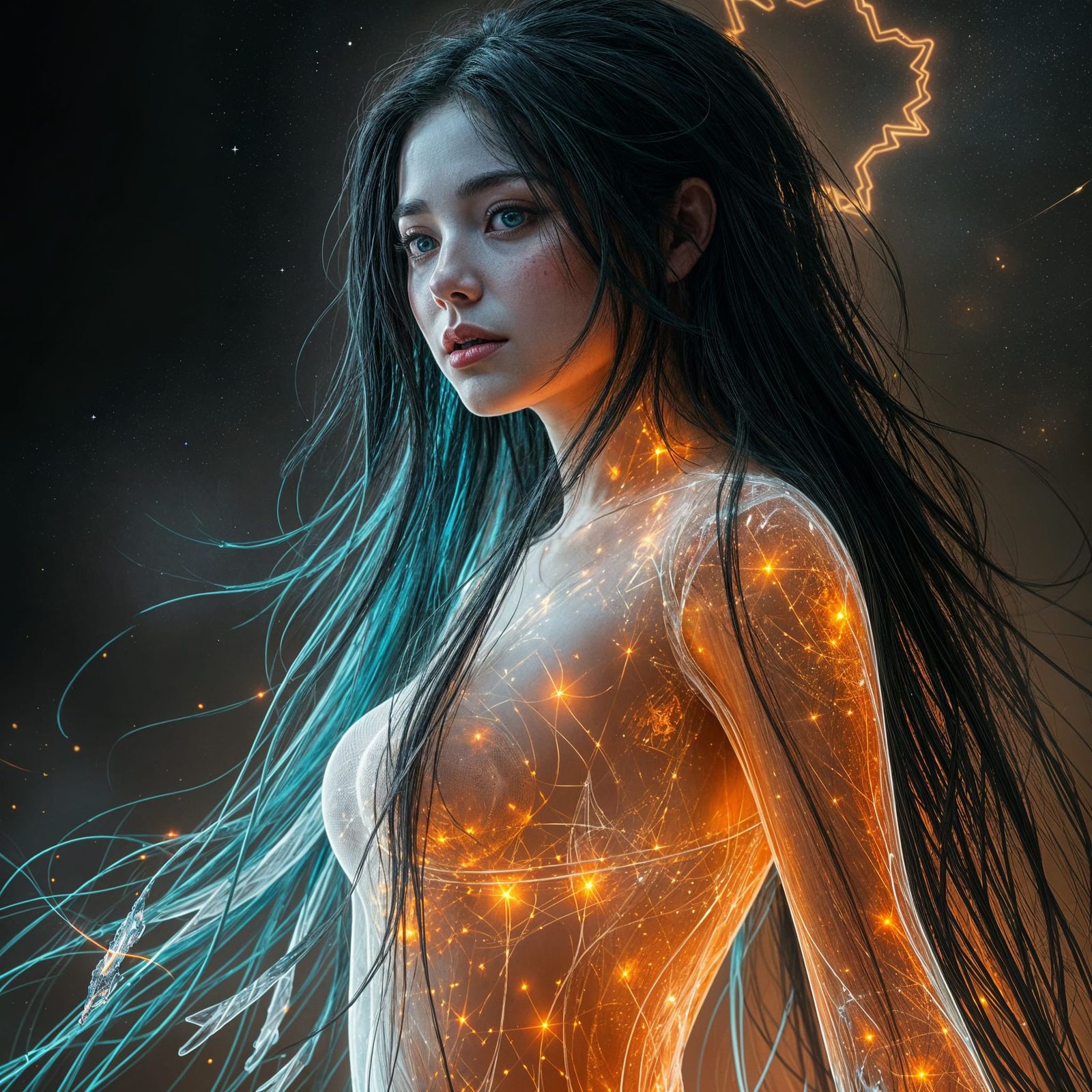 Ethereal Woman Portrait in Astral Oil Painting Style