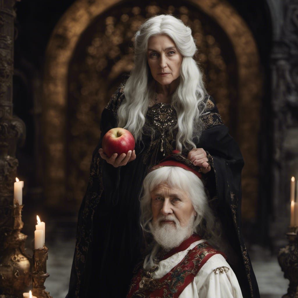 Dark Fairytale: Hag Offers Apple to Dwarf
