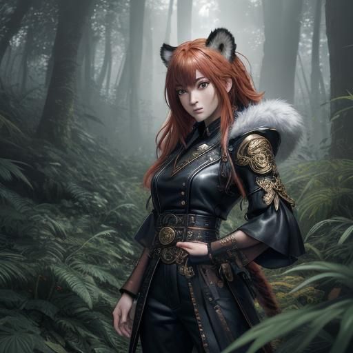 Hyper-Realistic Anime Goddess with Tiger Features