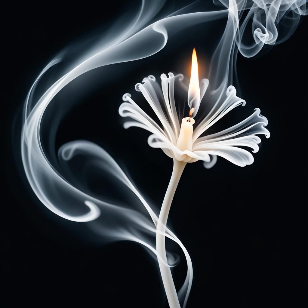 Intricate Smoke Art: White Flower Petals