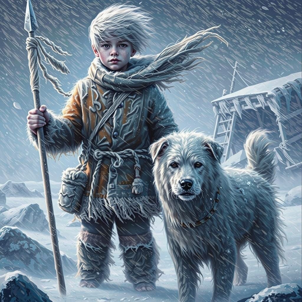 Resilient Boy Stands Firm in Frosty Wilderness