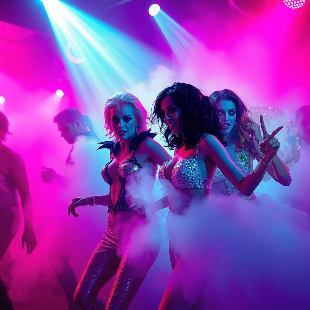 Vampires Dance Under Neon Disco Lights