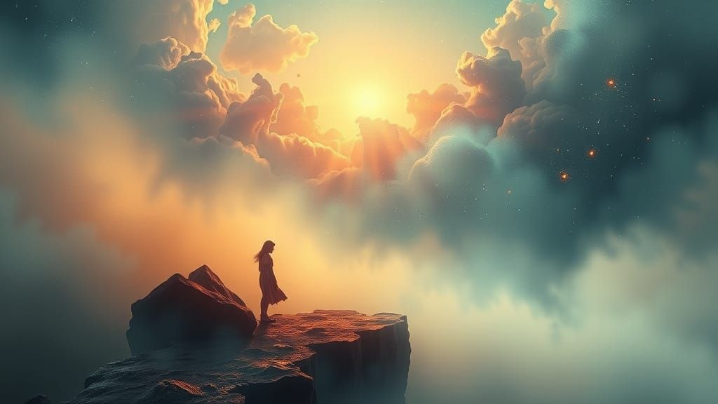 Ethereal Mixed Media Art with Cosmic Whispers