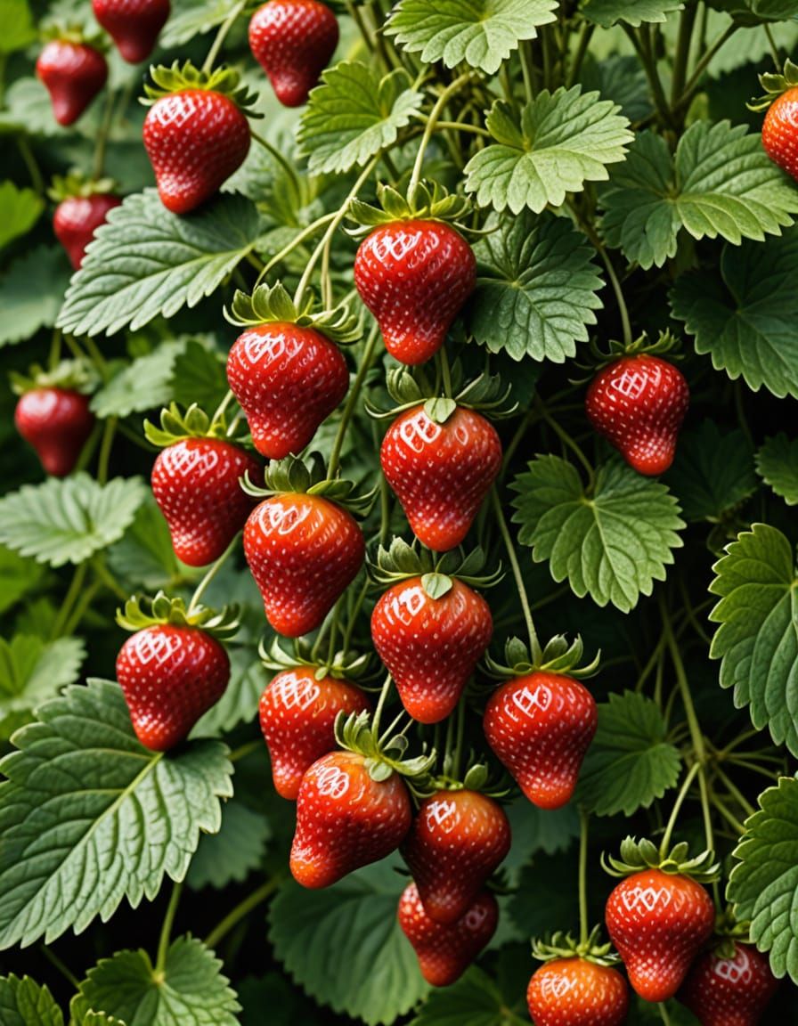 Electrocuted Strawberries on Bush: A Surreal Image