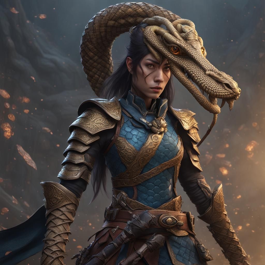 Female Yuan-ti Rogue in Detailed Matte Painting