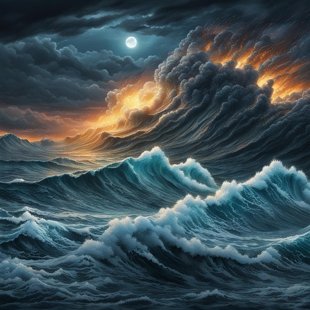 Night Ocean Storm in Ultra HD Realism