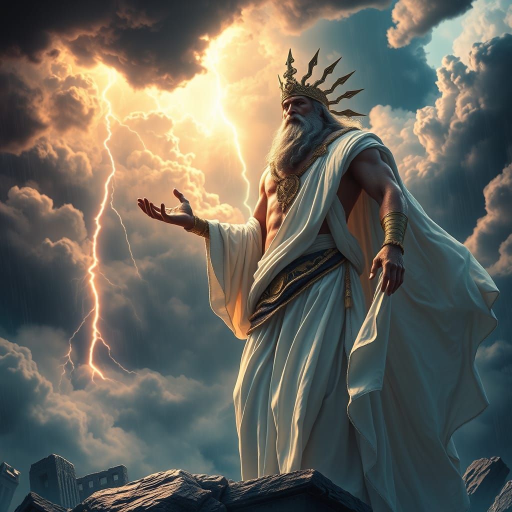 Zeus Witnesses Jesus' Resurrection in a Turbulent Greek Sky