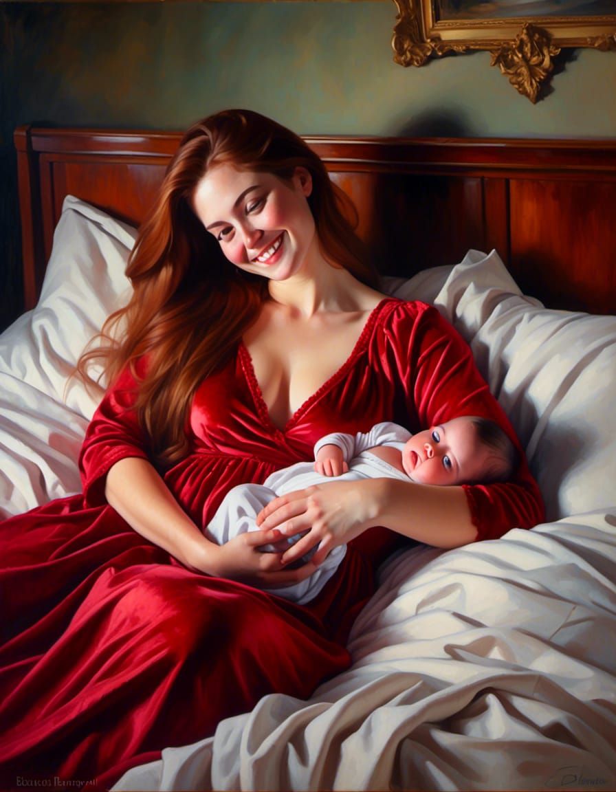 Mother and Newborn Baby Portrait