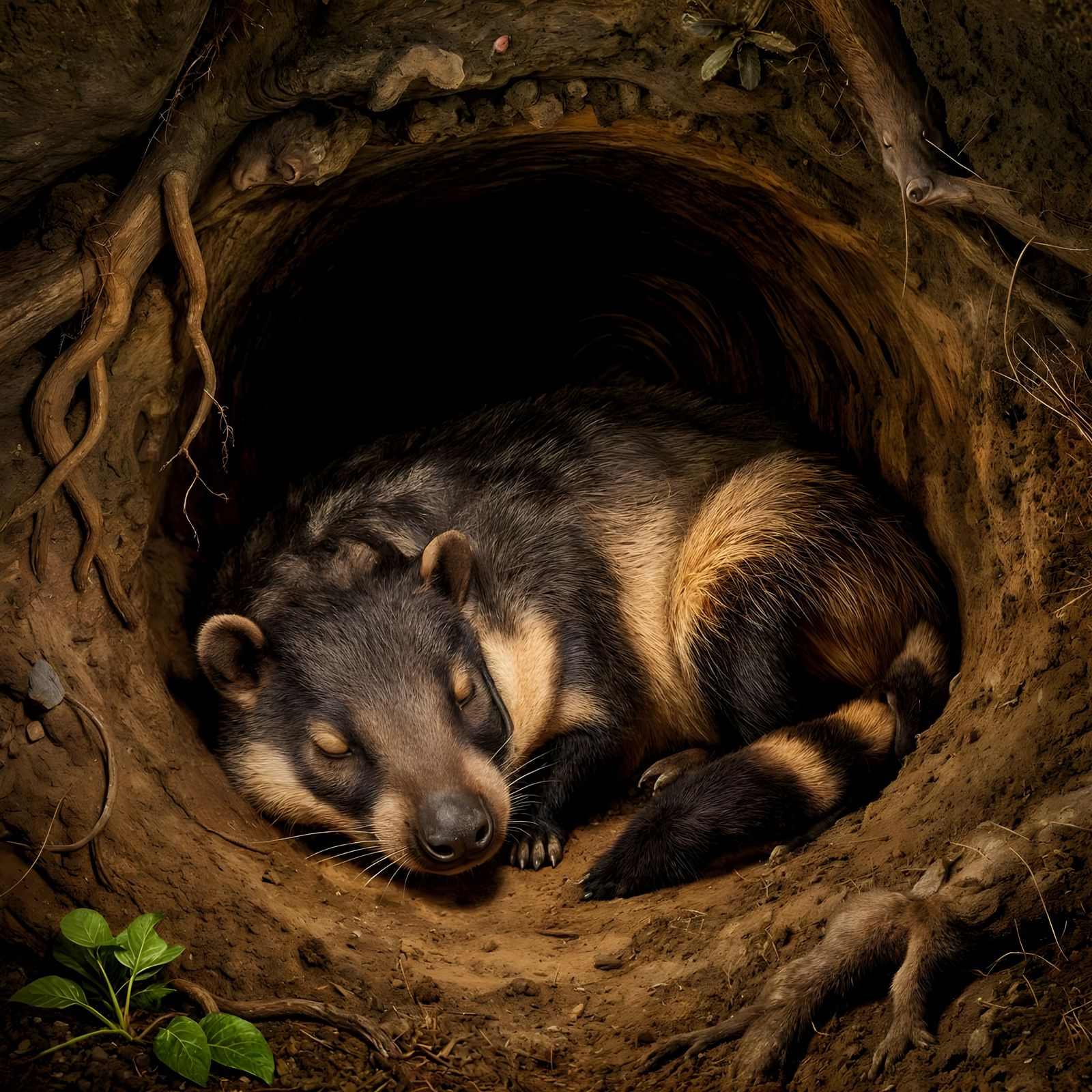 Aardvark Sleeping Peacefully in Underground Tunnel