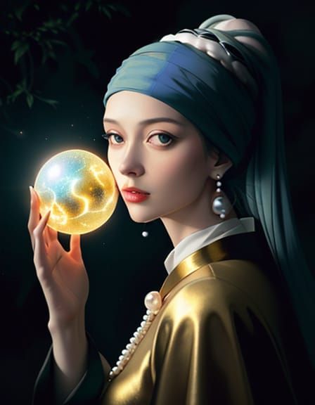 Girl with a Pearl Earring in Enchanted Forest