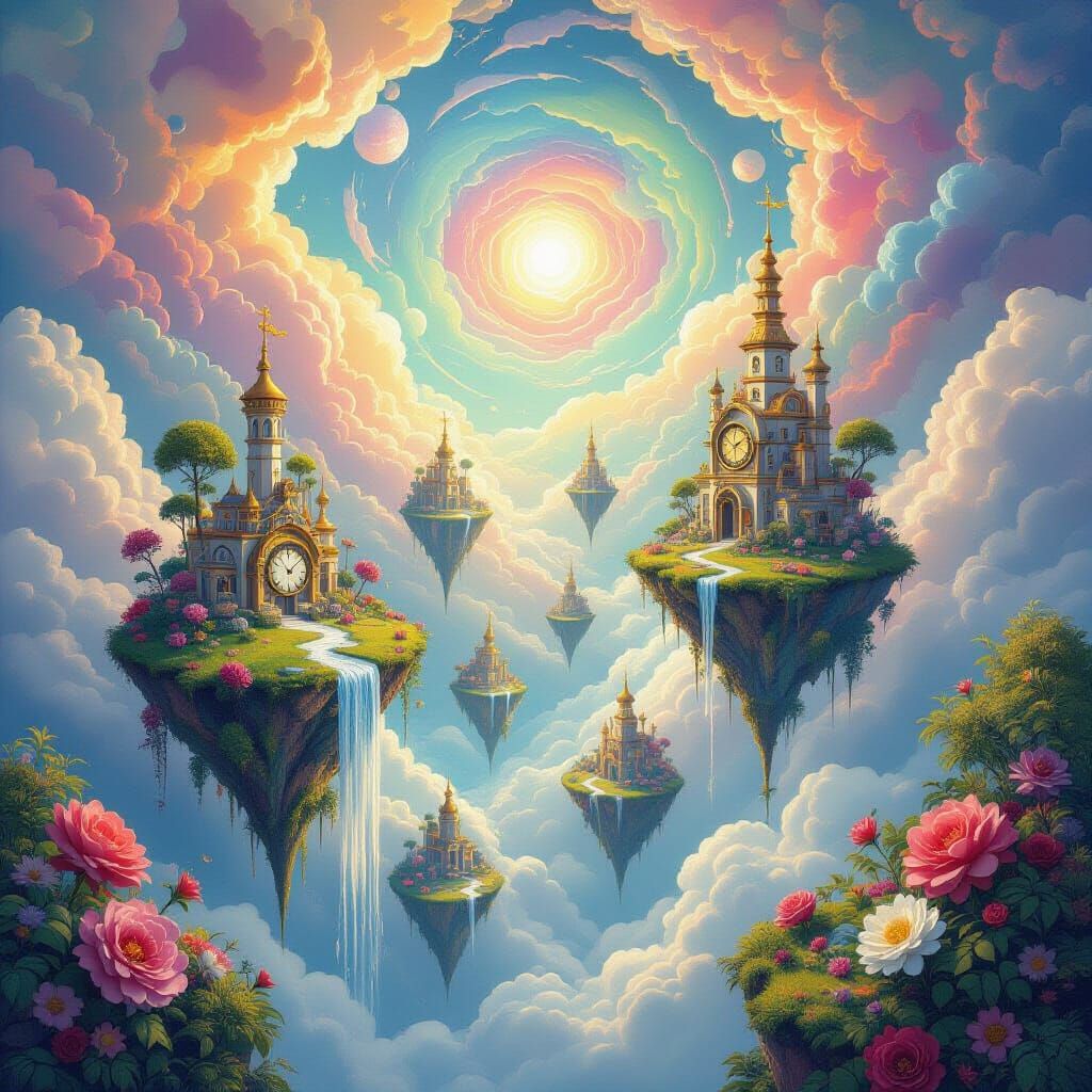 Surreal Inverted Dreamscape With Clockwork Life