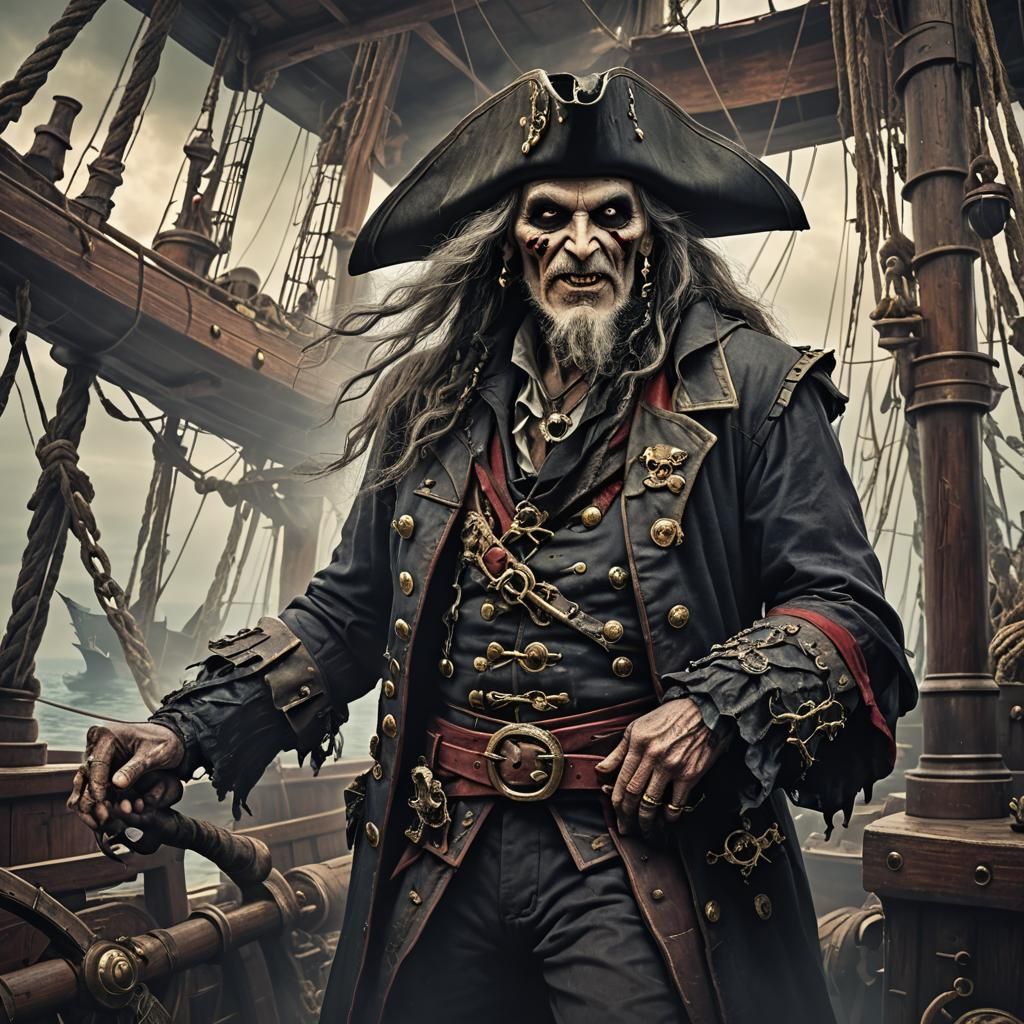 Vampire Pirate Captain on Ship