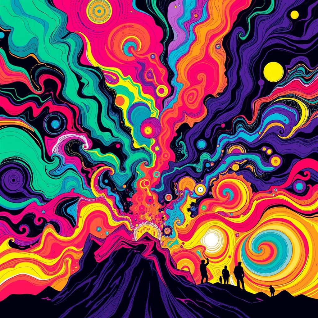 Energetic Chaos Explosion in Neon Color