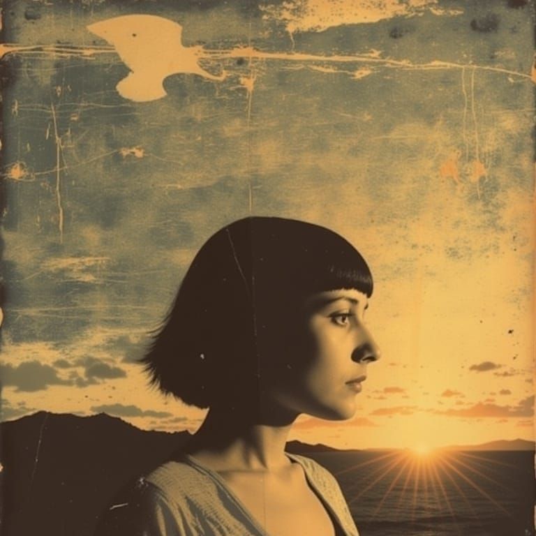 Golden Portrait of a Noble Woman in a Sunset Haze