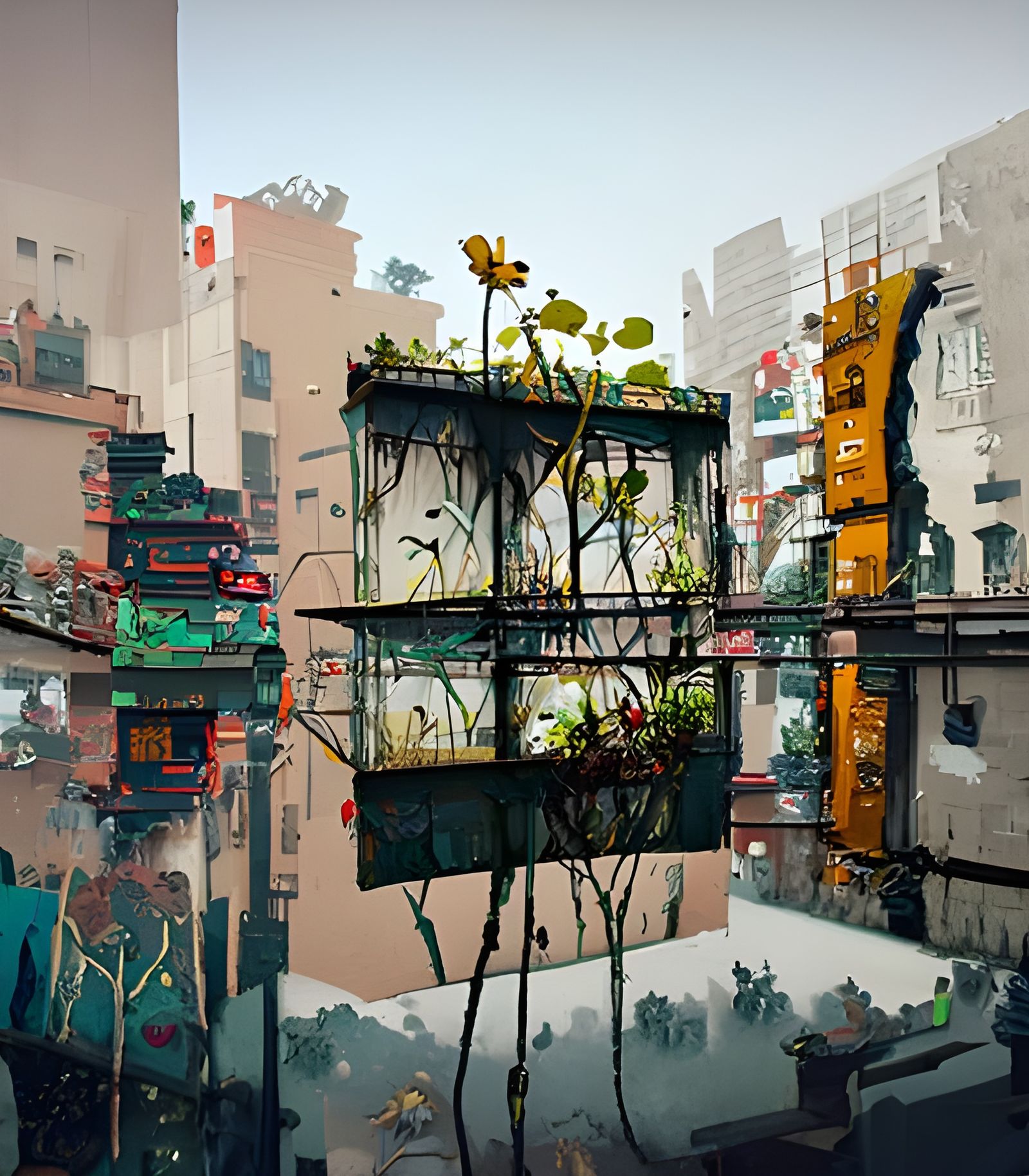 Urban Jungle Sunrise: Hyperdetailed Digital Painting