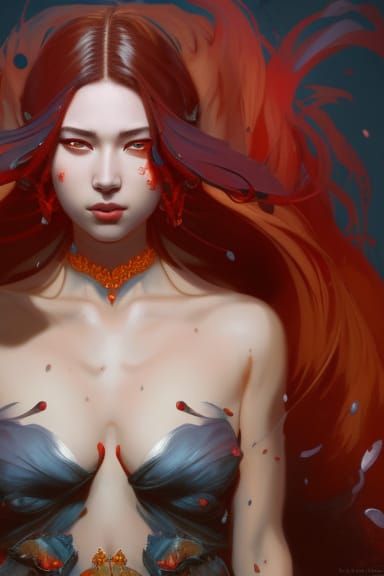 Detailed Portrait of a Black Kitsune