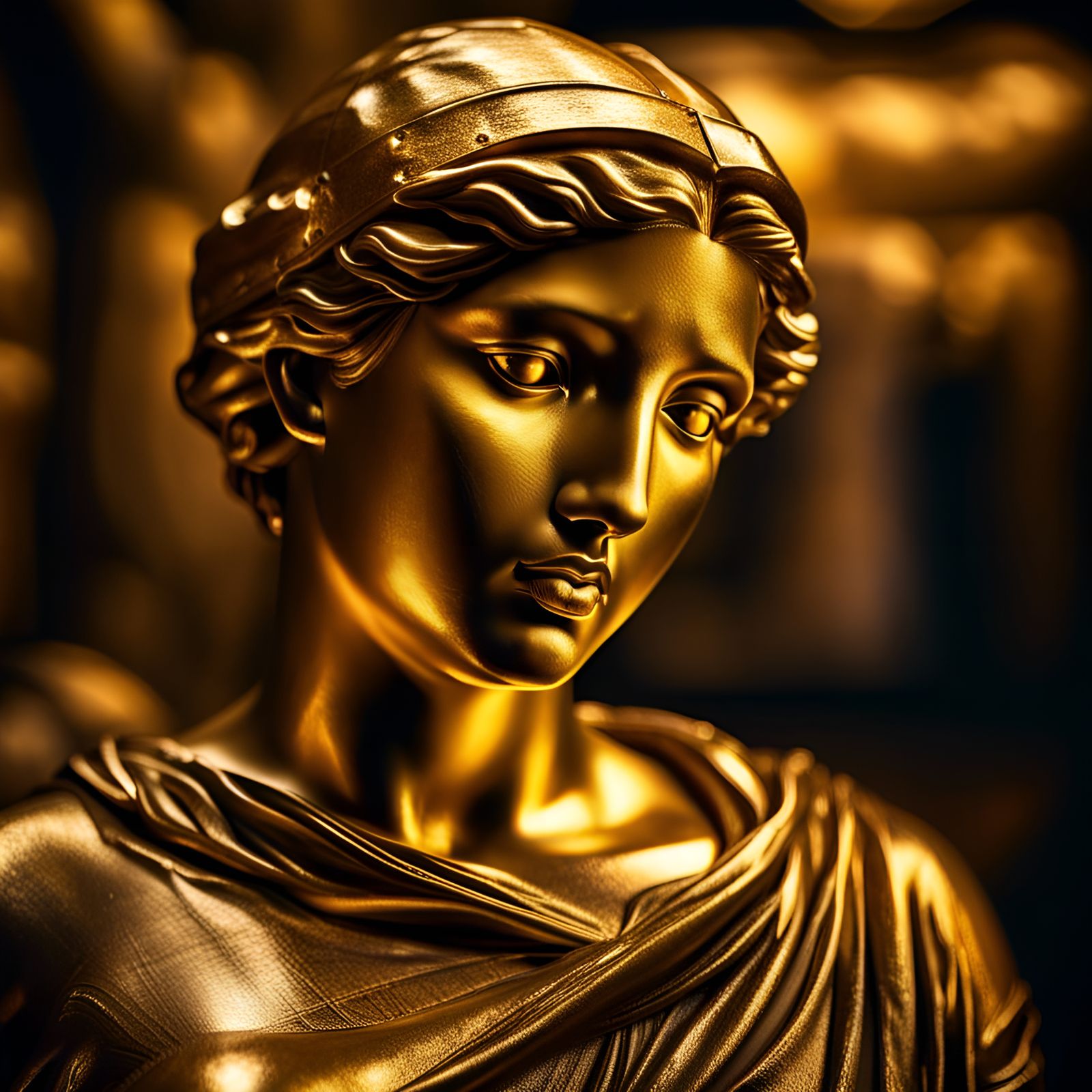 Golden Venus de Milo in Hyperrealistic Detail