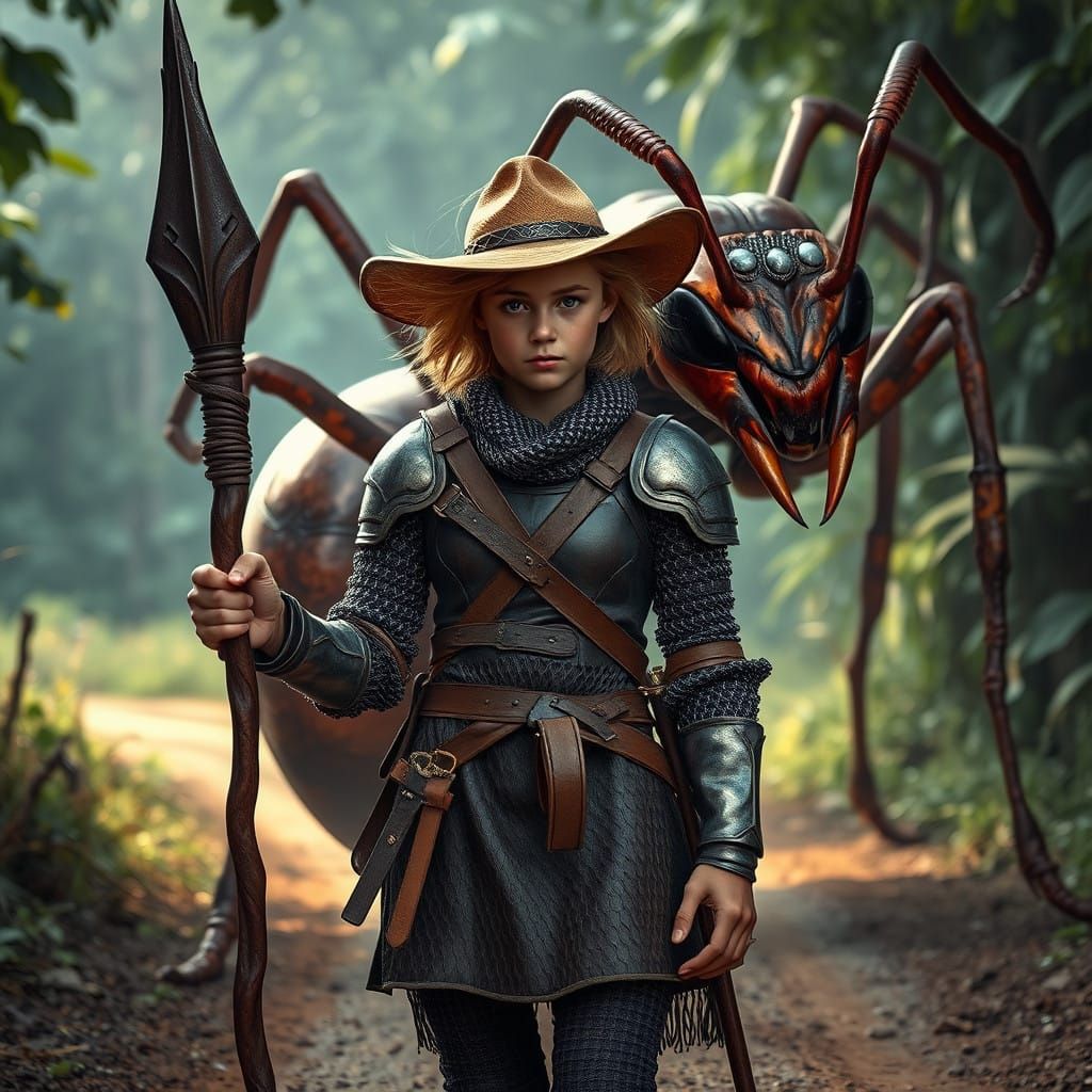 Young Adventurer Stands Resolute in Chainmail Armor