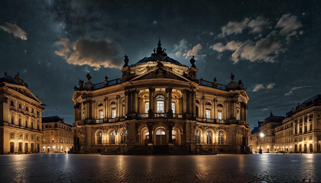 Dresden Semperoper Opera House Under Starry Sky