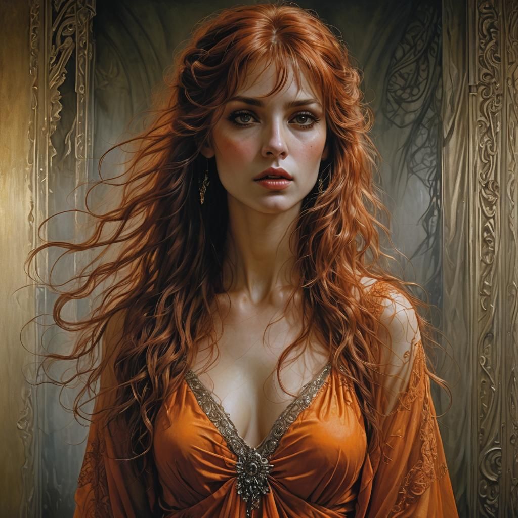 Beautiful Woman in Gauzy Dress: Hyperrealistic Portrait