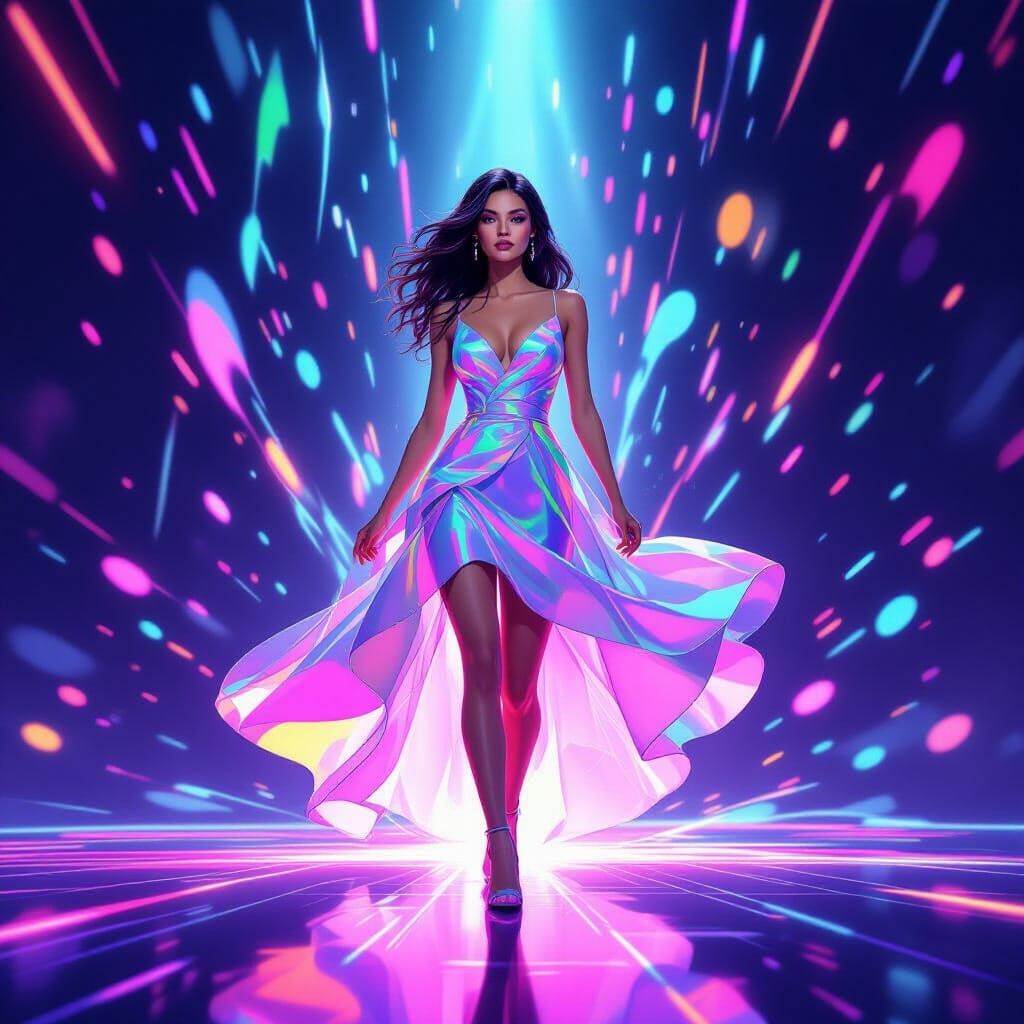 Iridescent Woman in Prism of Light, Digital Art