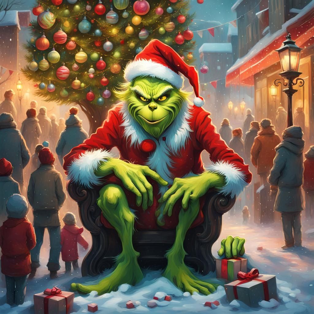 a scary grinch enjoys Christmas…