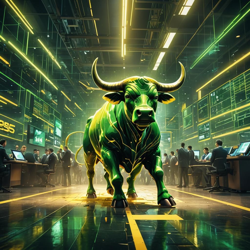 Yellow Bull Logo with Skyrocketing Green Bars