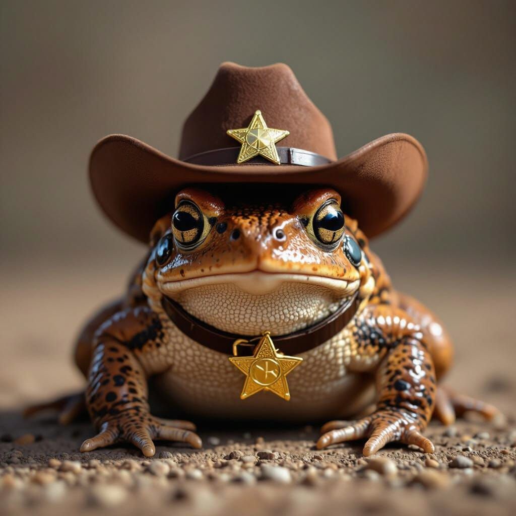 Brown Toad Sheriff in Photorealistic Style