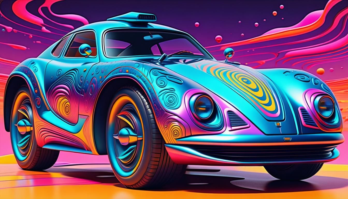 Futuristic Supercar in Salvador Dali Surrealism Style