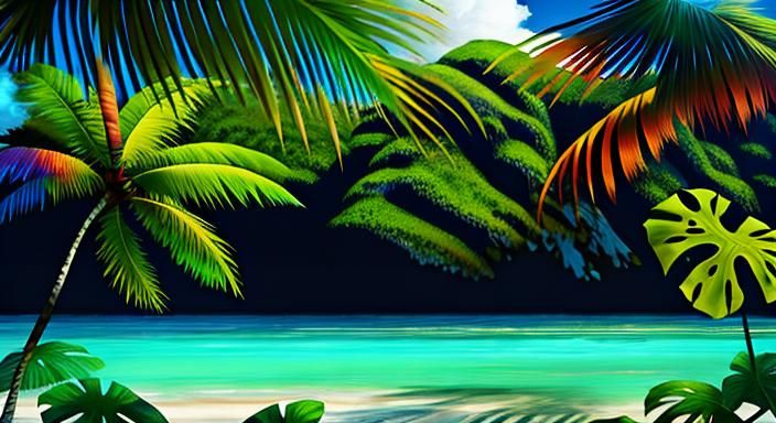 AI's Interpretation of a Tropical Scene