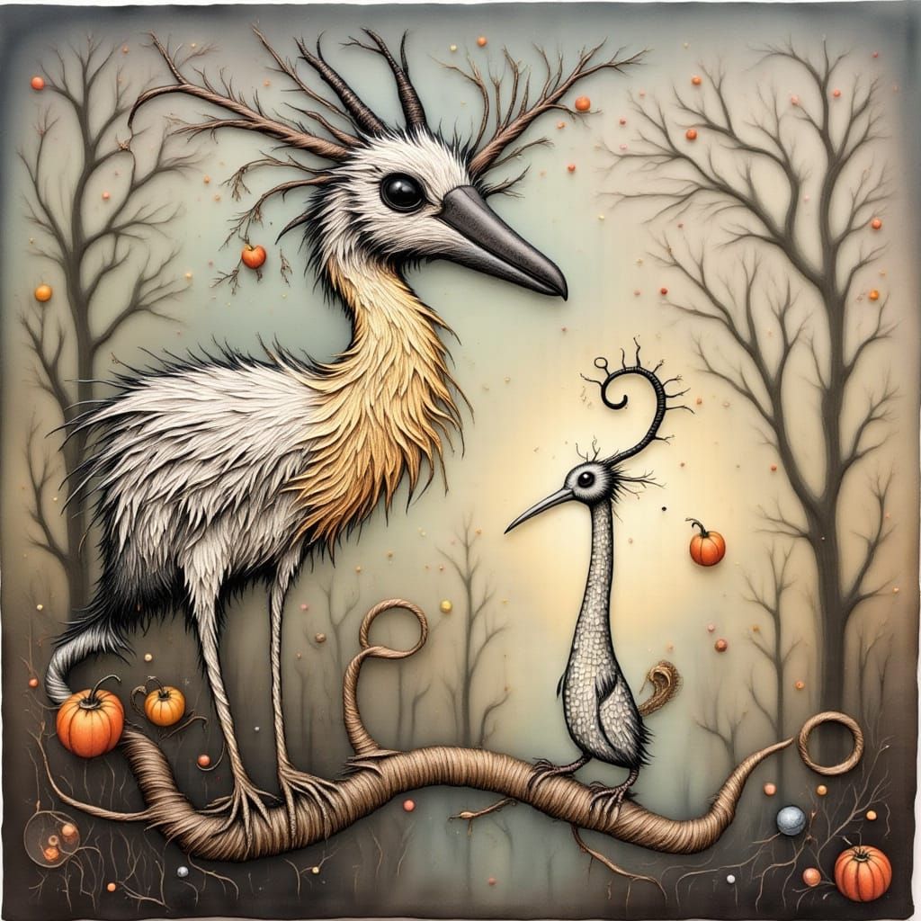 Whimsical Storybook Mocking Bird Sings in a Vibrant, Swirly ...