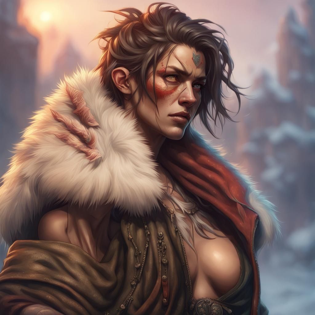 Barbarian Portrait with Dynamic Lighting and Intricate Detai...