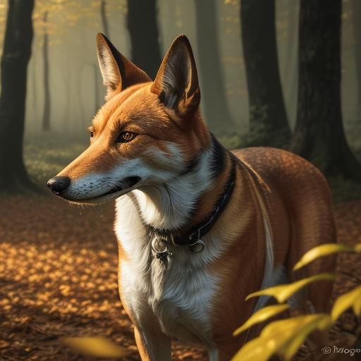 Foxhound Runs Through Autumnal Forest: Soft Photography