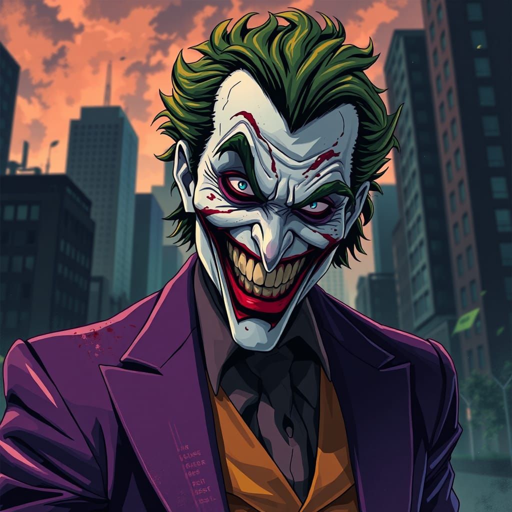 Joker's Descent: Manga-Style Anime Wallpaper