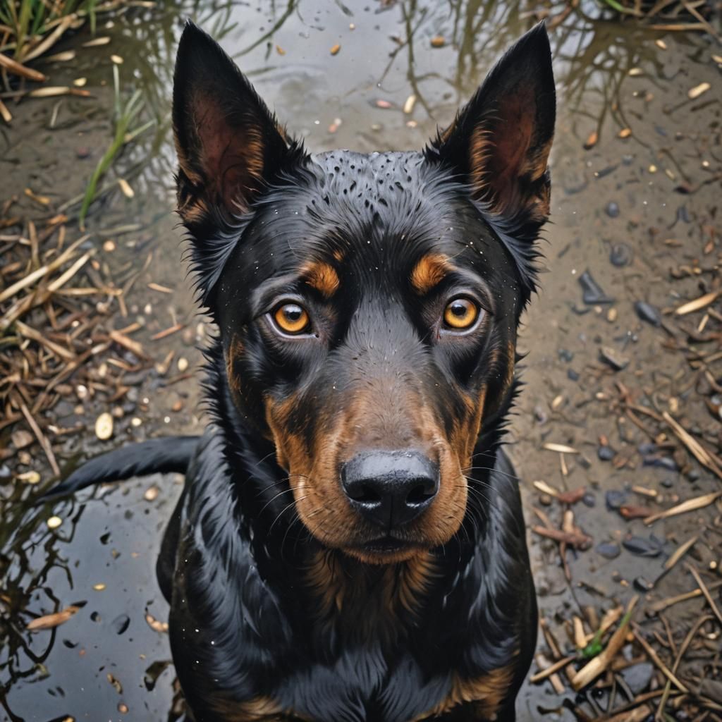 Sinister Kelpie Dog Portrait in Dark Fantasy Style