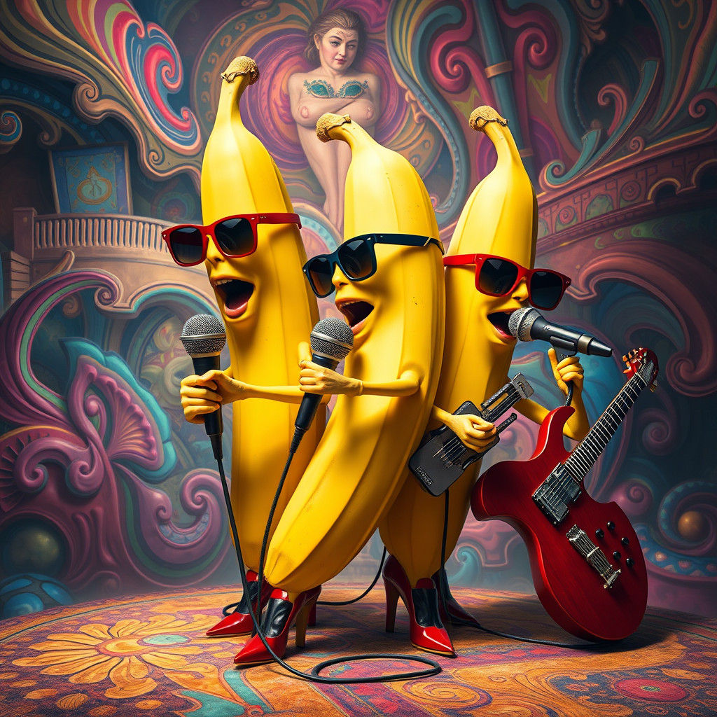 Musical Bananas in a Dreamlike Fantasy Landscape