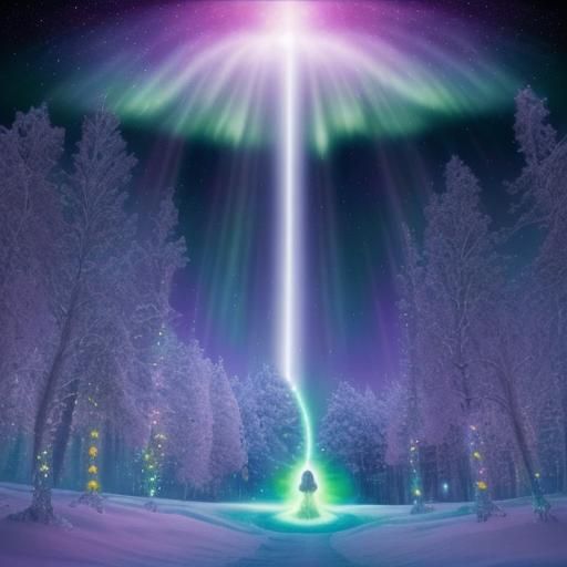 Christmas Planetarium Utopia with Aurora Borealis