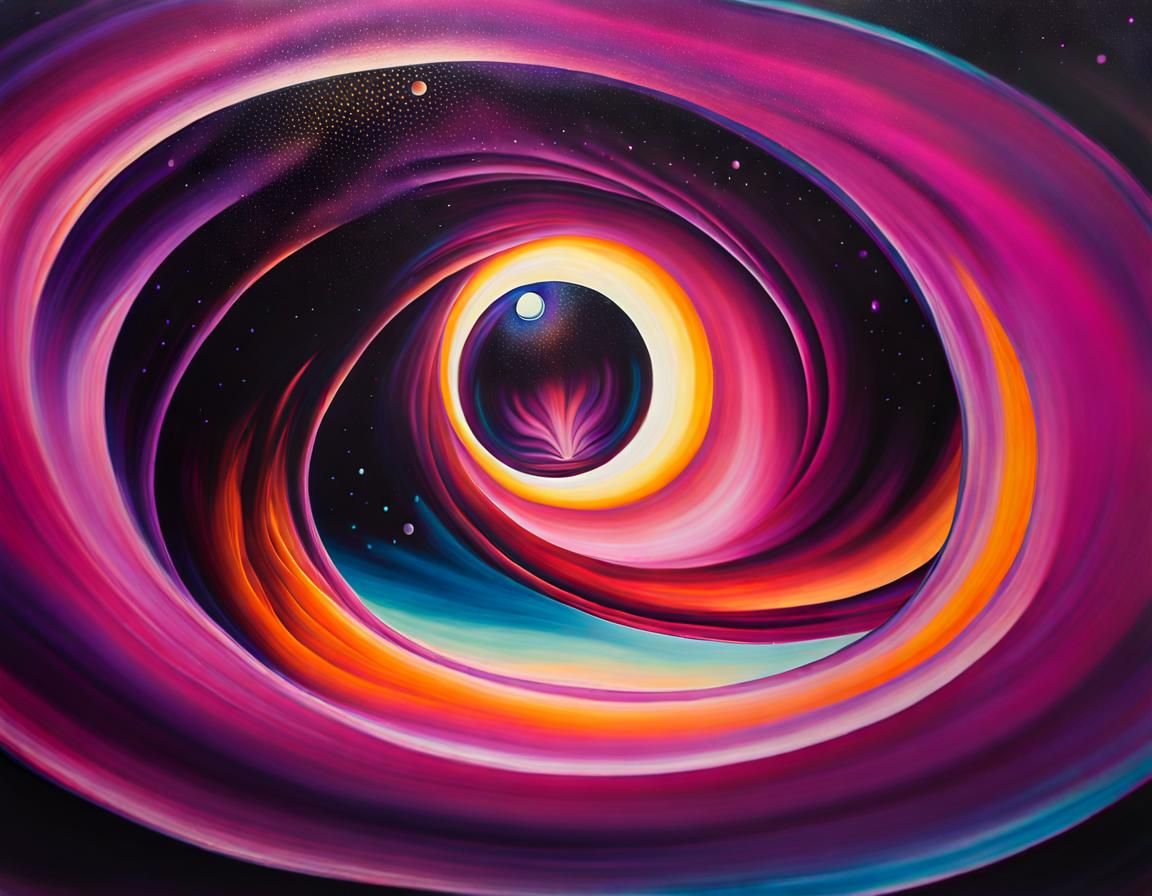 Surreal Magenta Crystal over Black Hole Sun