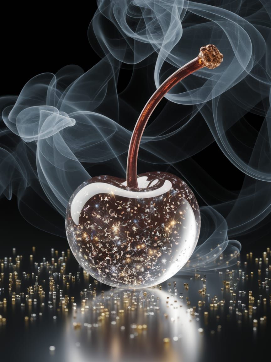 Surreal Cherry Blossom in Glittering Smoke