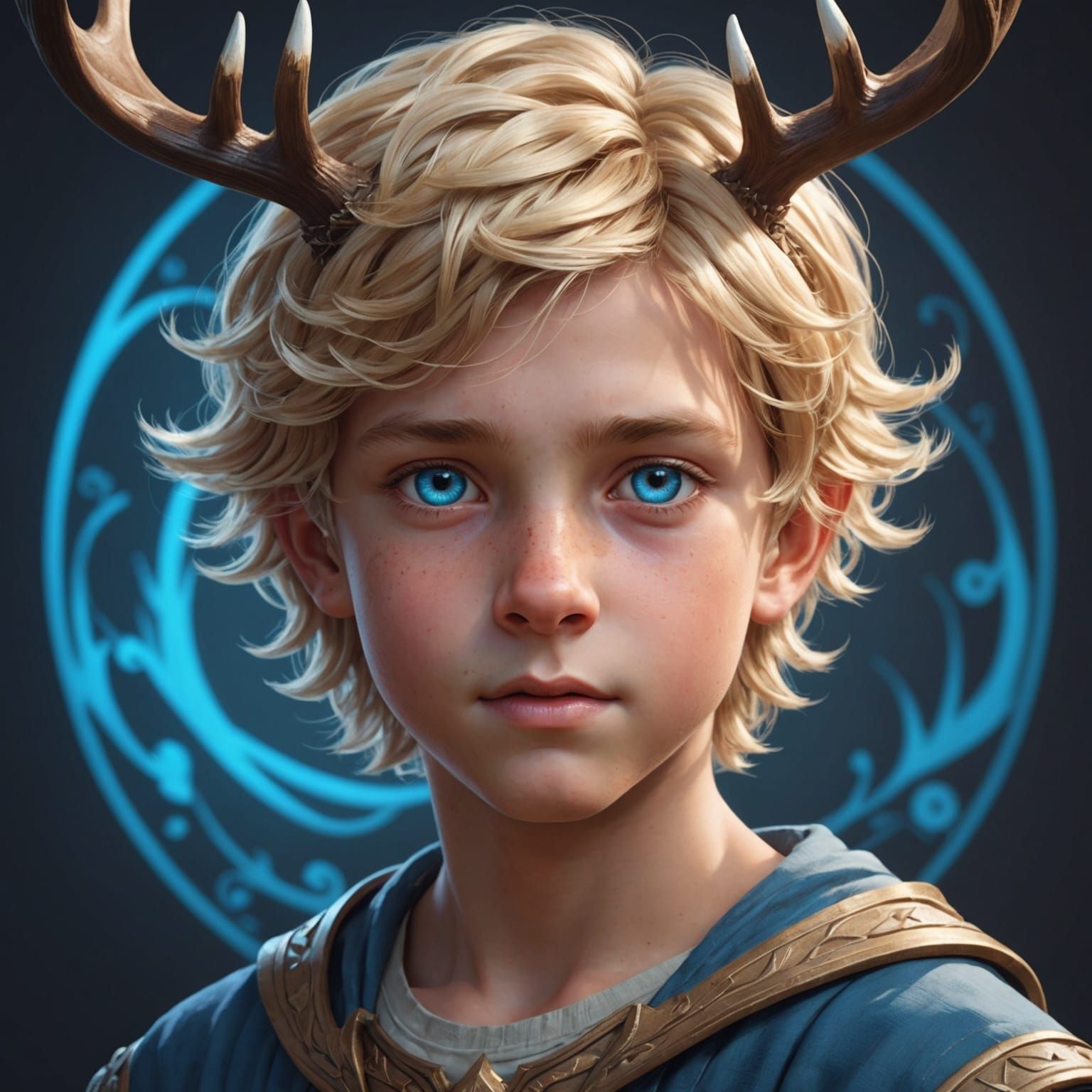 Deer-Human Hybrid Portrait in Art Nouveau Style