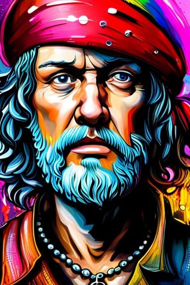 Aristotle as Pirate Captain in Graffiti Art