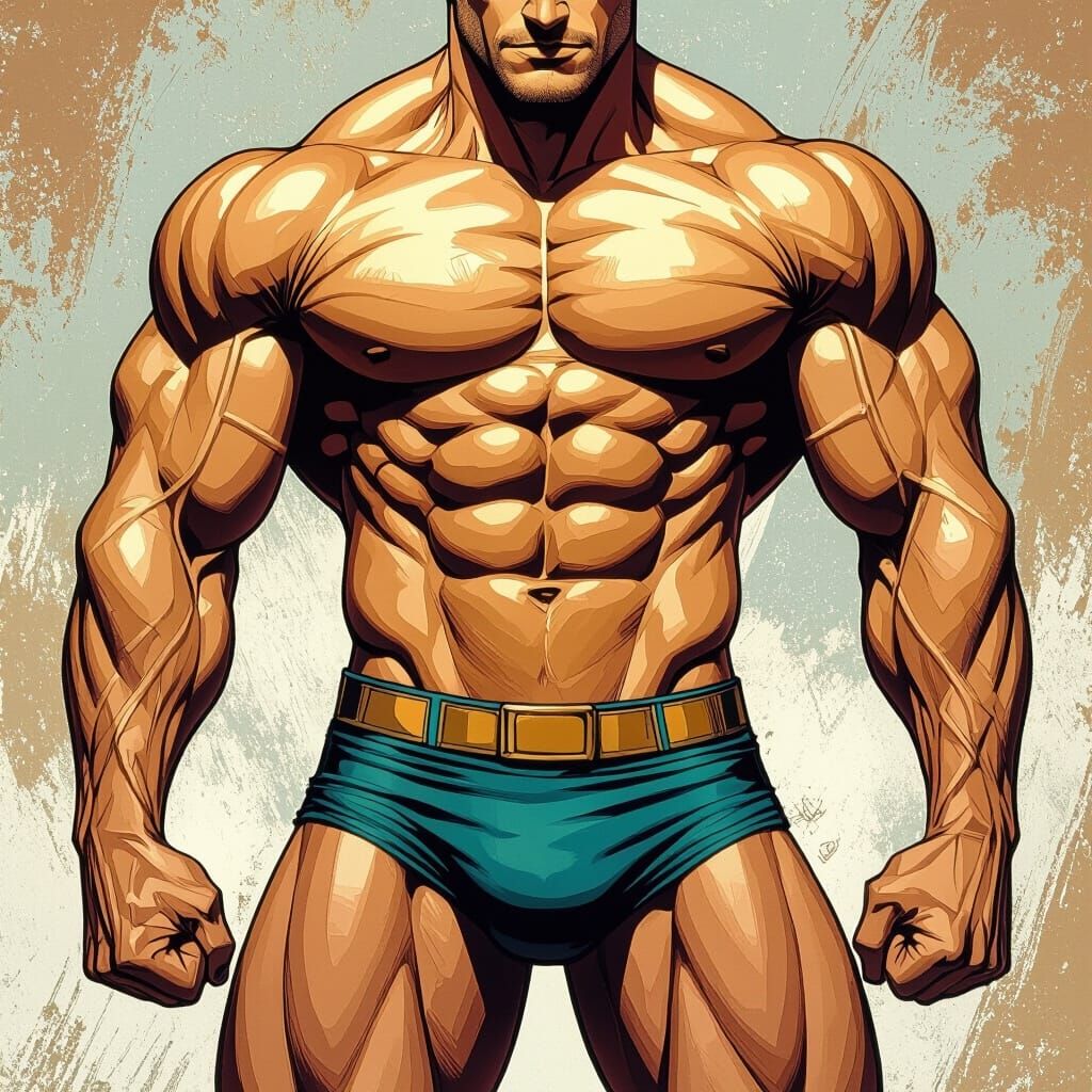 Muscular Man in Comic Book Art Style
