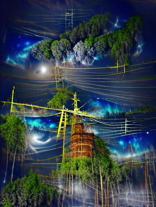Surreal Factory Face Night Sky Optical Illusion