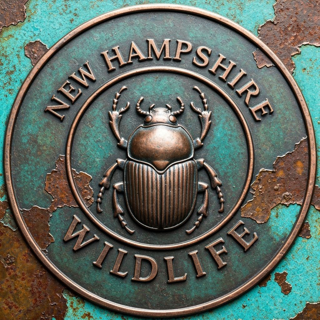 Embossed Bronze Scarab Beetle Sculpture with NH Wildlife Tex...