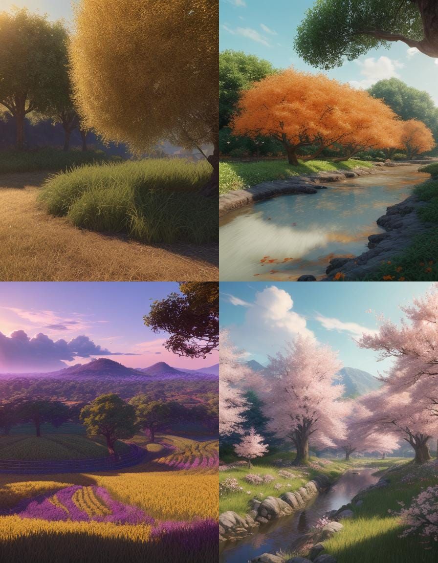 Surreal Anime-Inspired Orange Farm in 8K Resolution