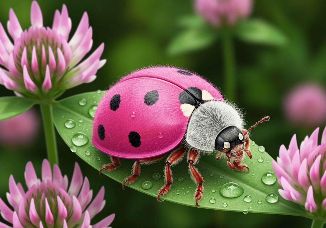 Fuzzy Pink Ladybug Macro Photography