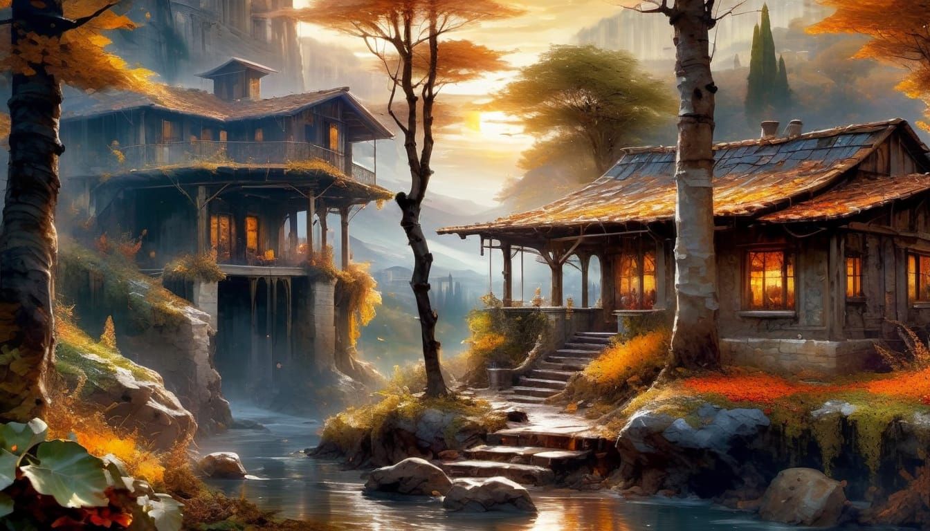 Idyllic Vineyard Cottage in Rome Aesthetic with Sunset