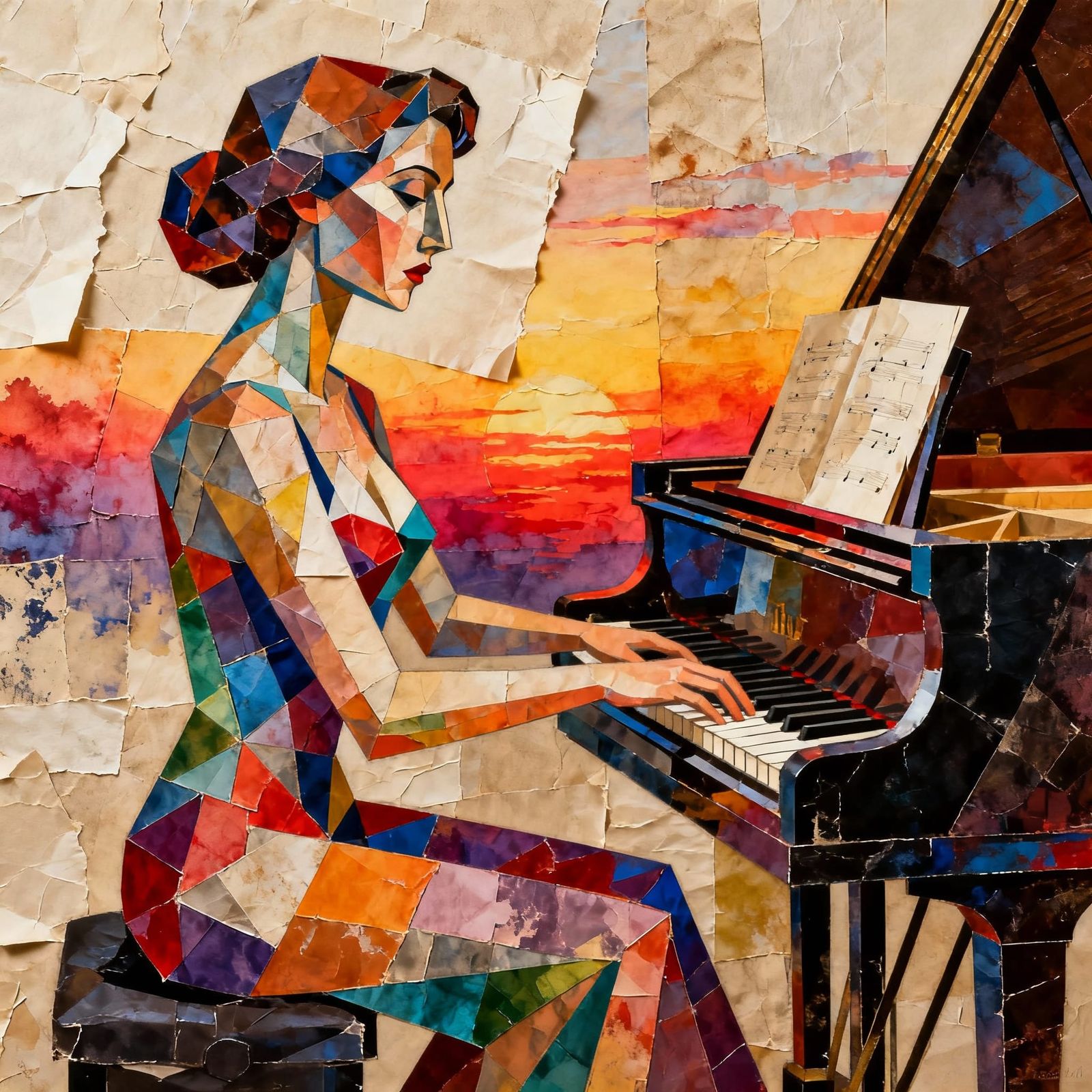 Vibrant Collage of a Legendary Pianist