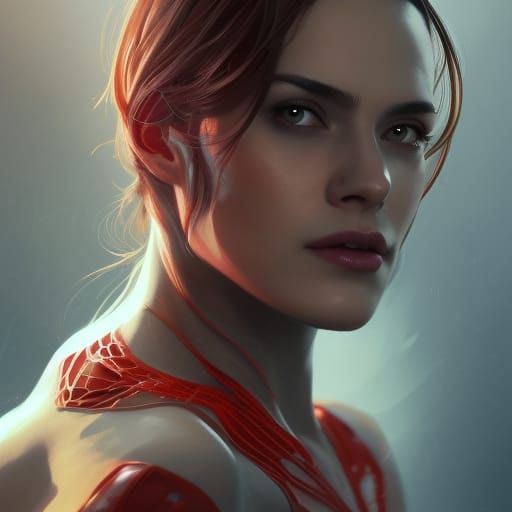 Detailed Portrait of Spider Woman in Art Nouveau Style